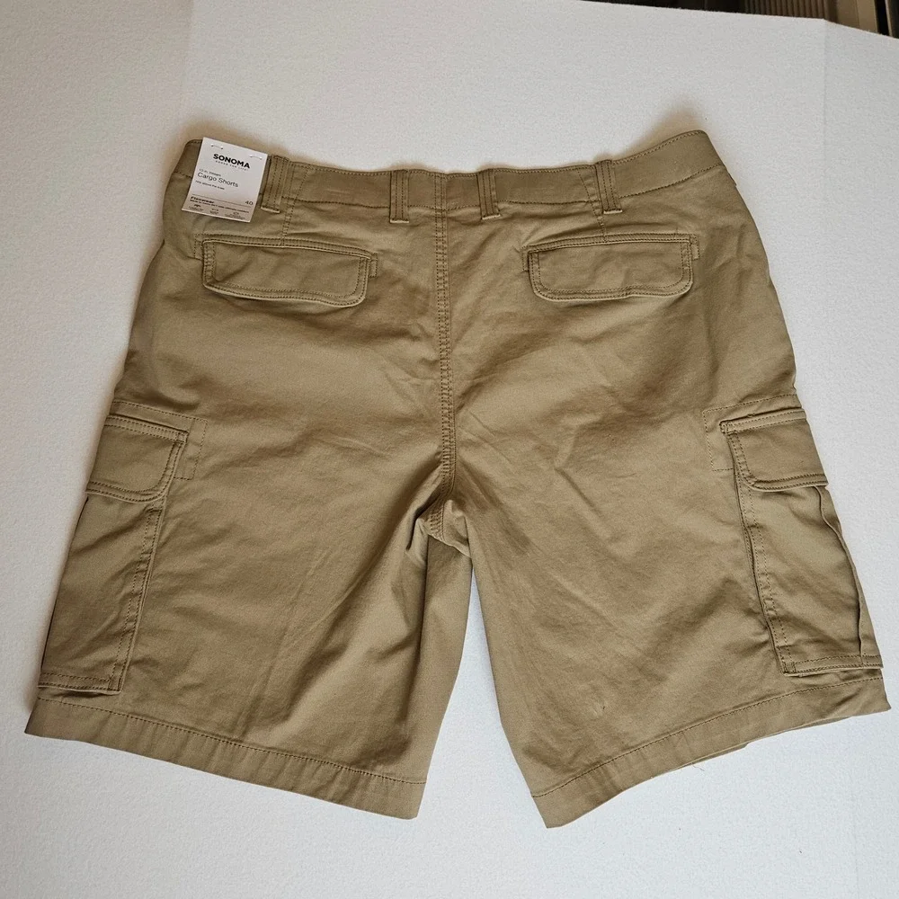 Sonoma Goods For Life Mens Cargo Shorts Tan Flexwear‎ Stretch 40 NWT